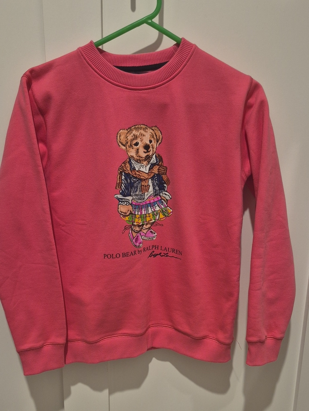 Ralph Lauren Girls' Size 16 Coral Polo Bear  Swearshirt